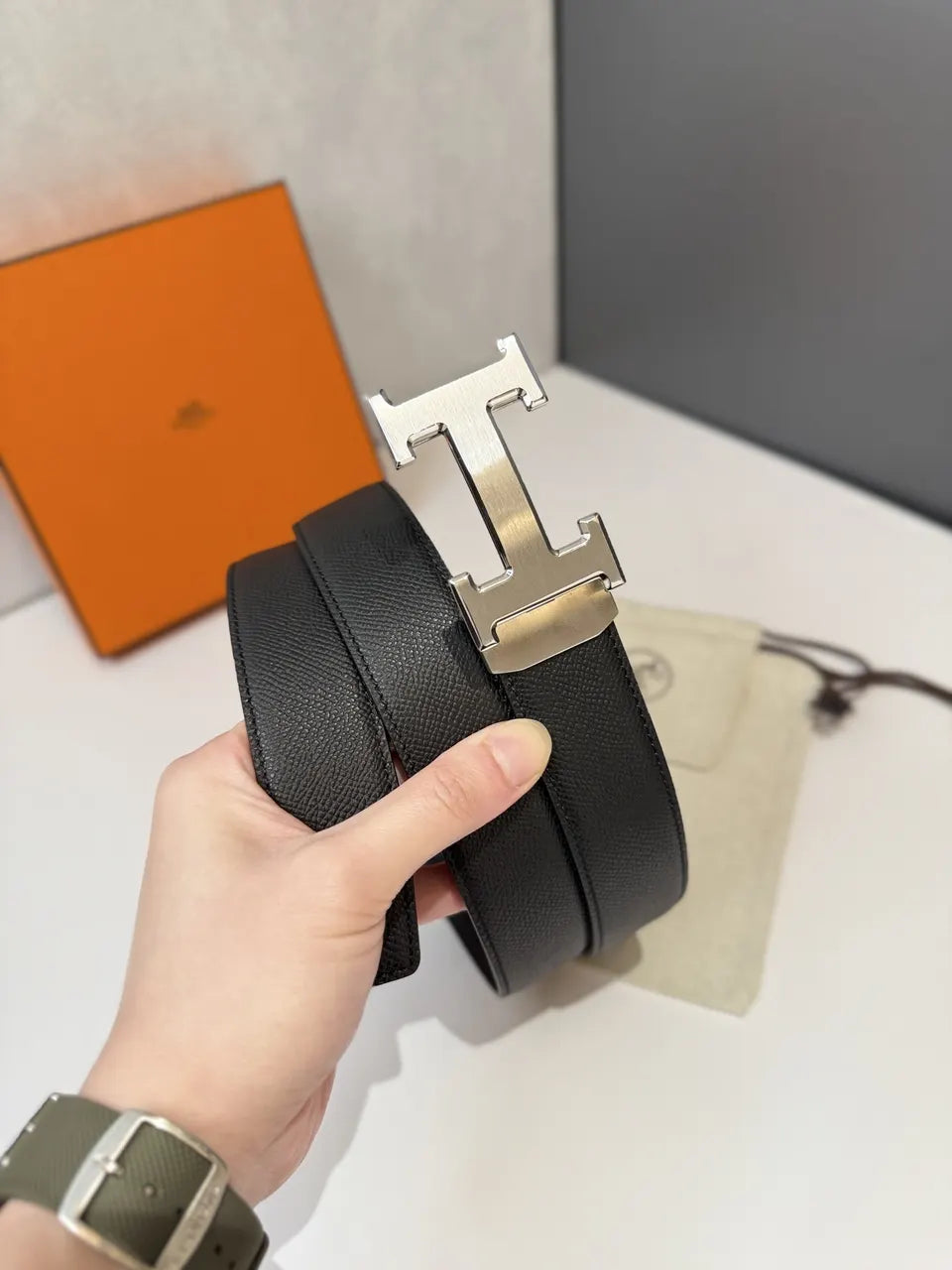 Hermes Matte Black Belt - Hình 4