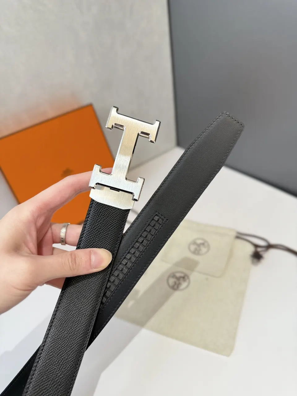 Hermes Matte Black Belt - Hình 5