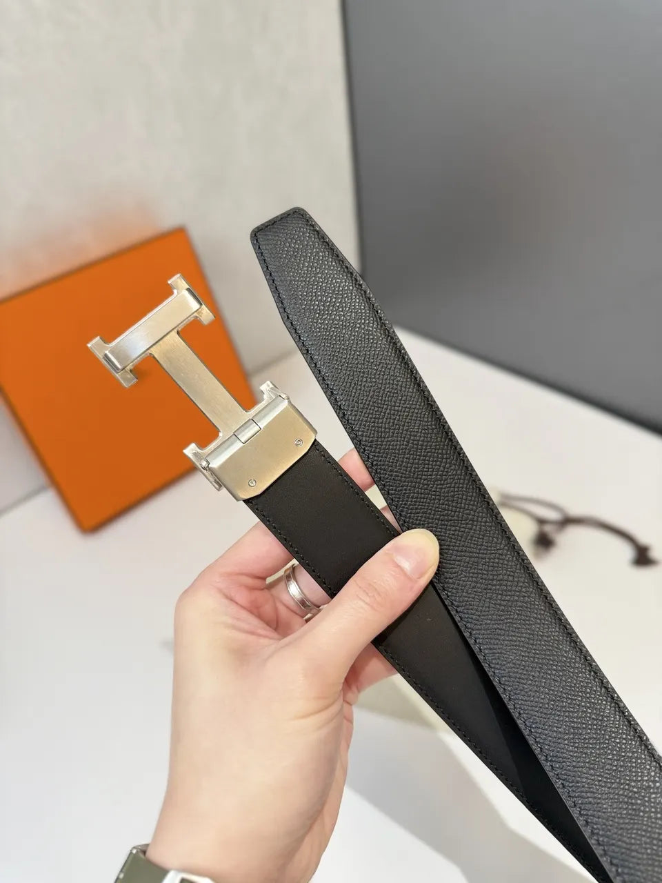 Hermes Matte Black Belt - Hình 6