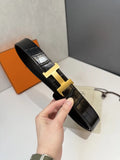 Hermes Black Croc Belt