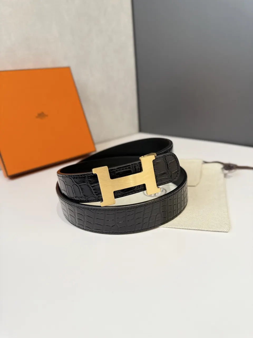 Hermes Black Croc Belt - Hình 2