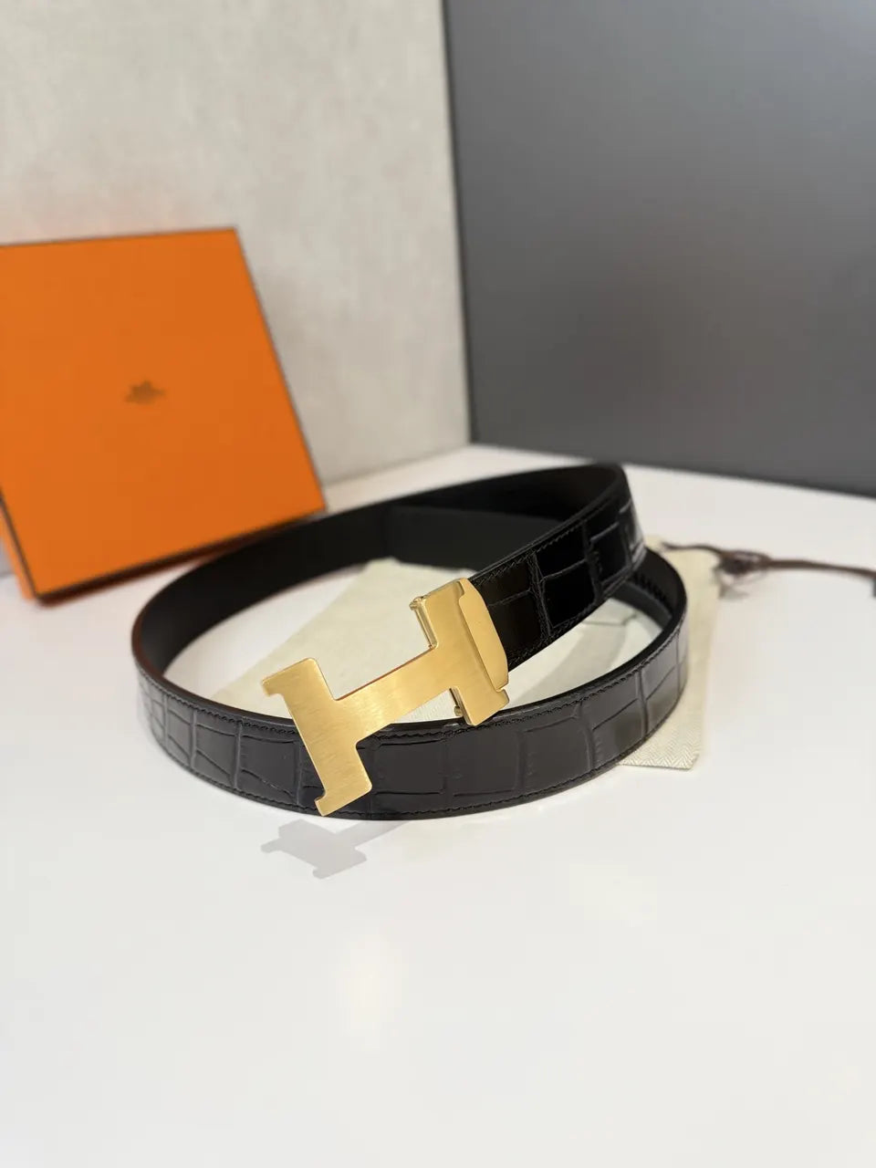 Hermes Black Croc Belt - Hình 3