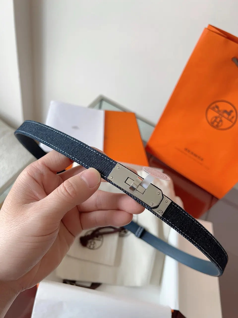 Hermes Denim Kelly Belt - Hình 2