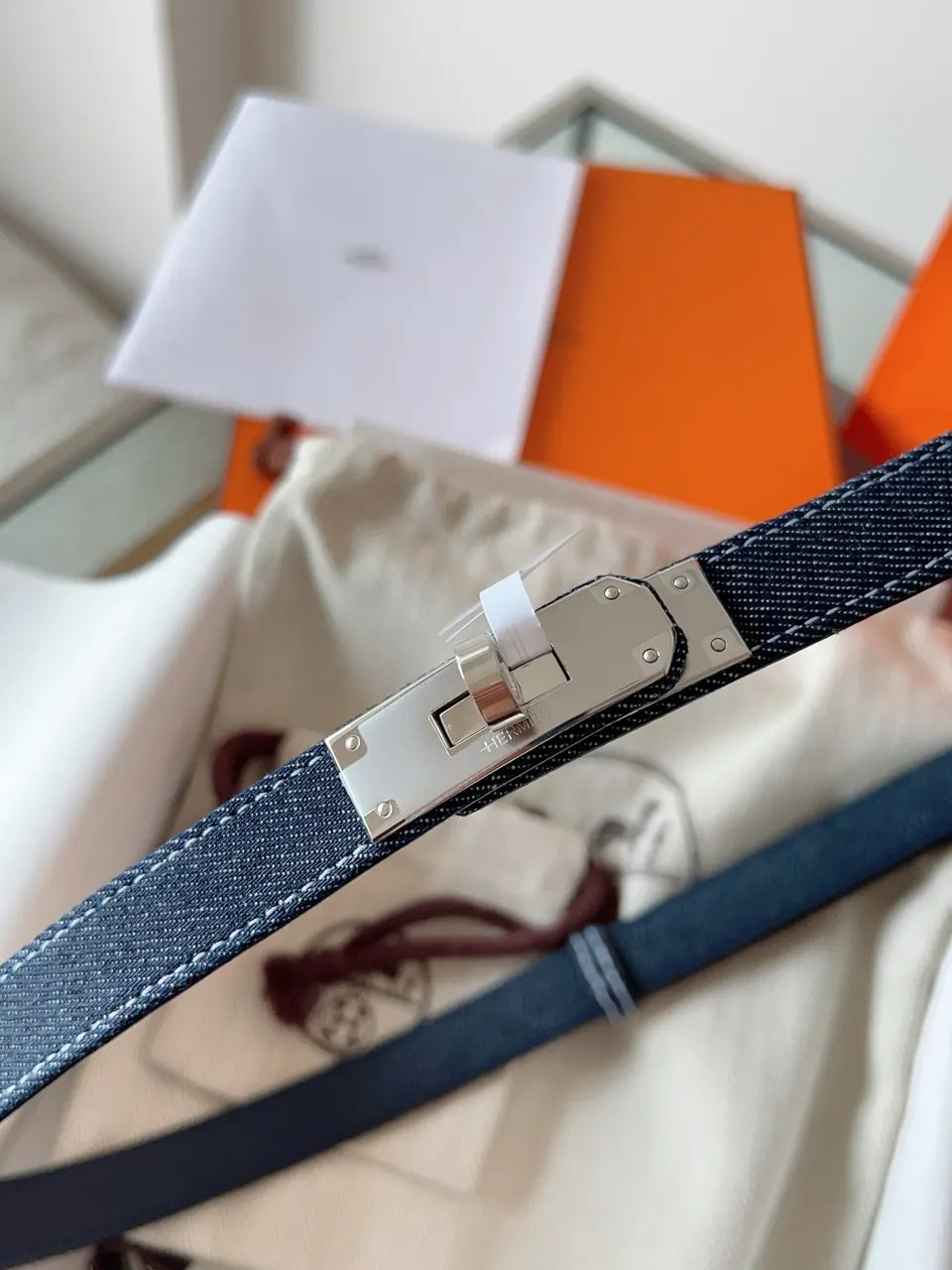 Hermes Denim Kelly Belt - Hình 3