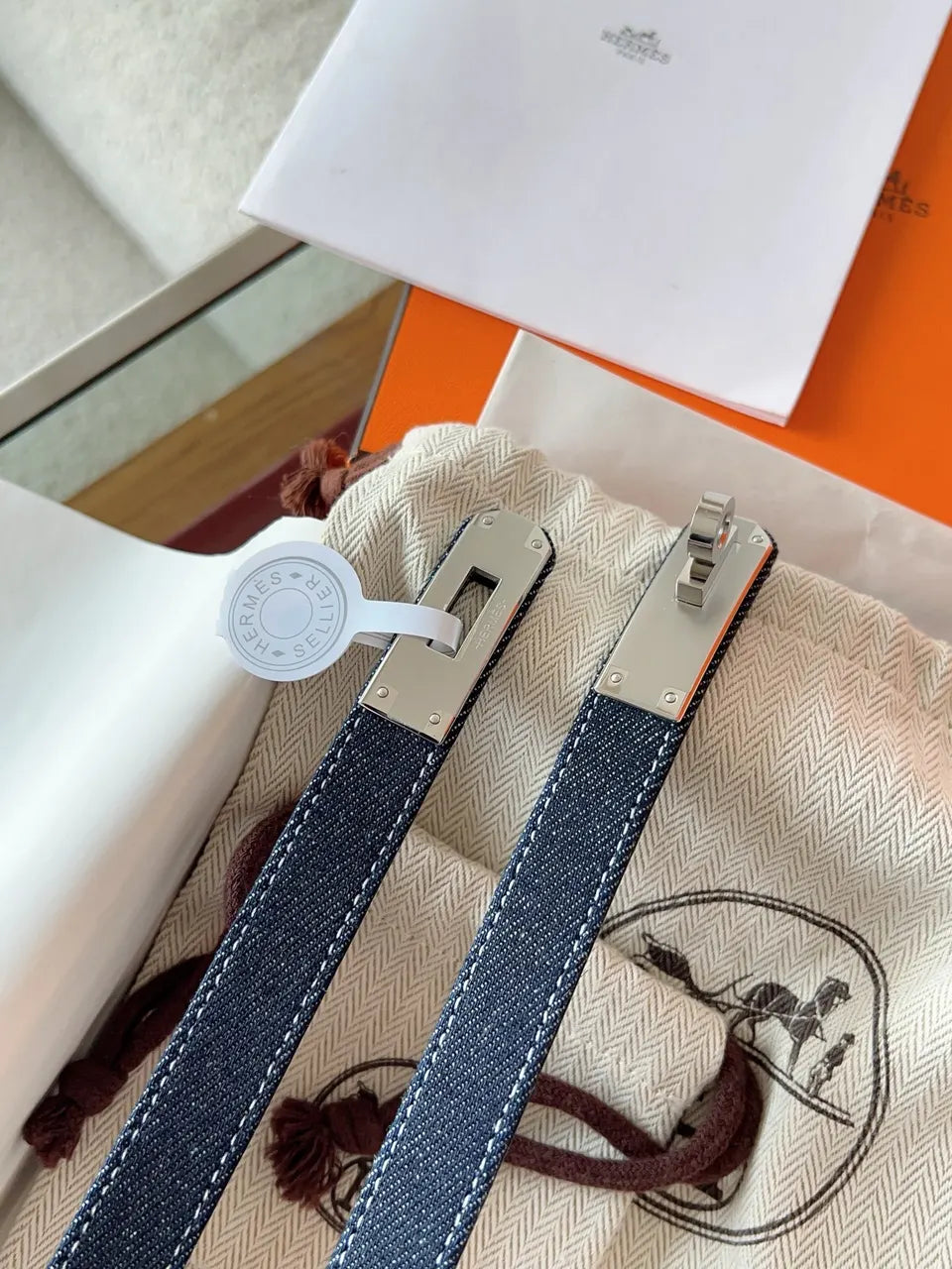 Hermes Denim Kelly Belt - Hình 5
