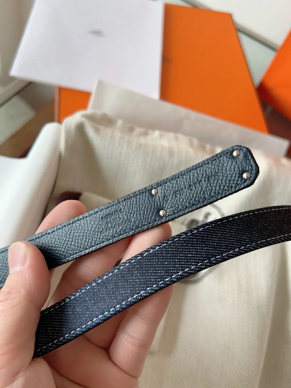 Hermes Denim Kelly Belt - Hình 6