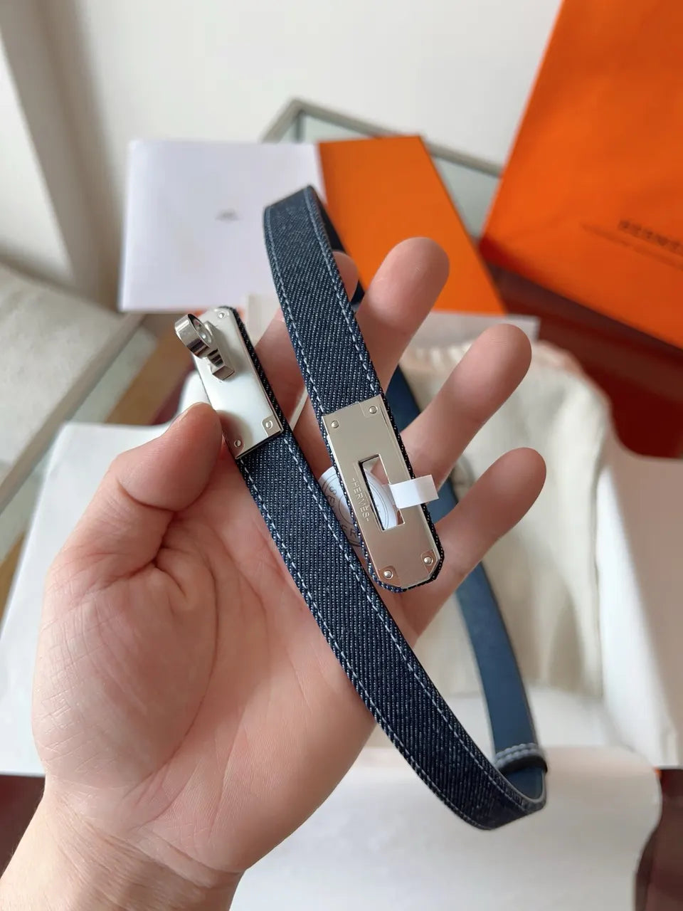 Hermes Denim Kelly Belt - Hình 8