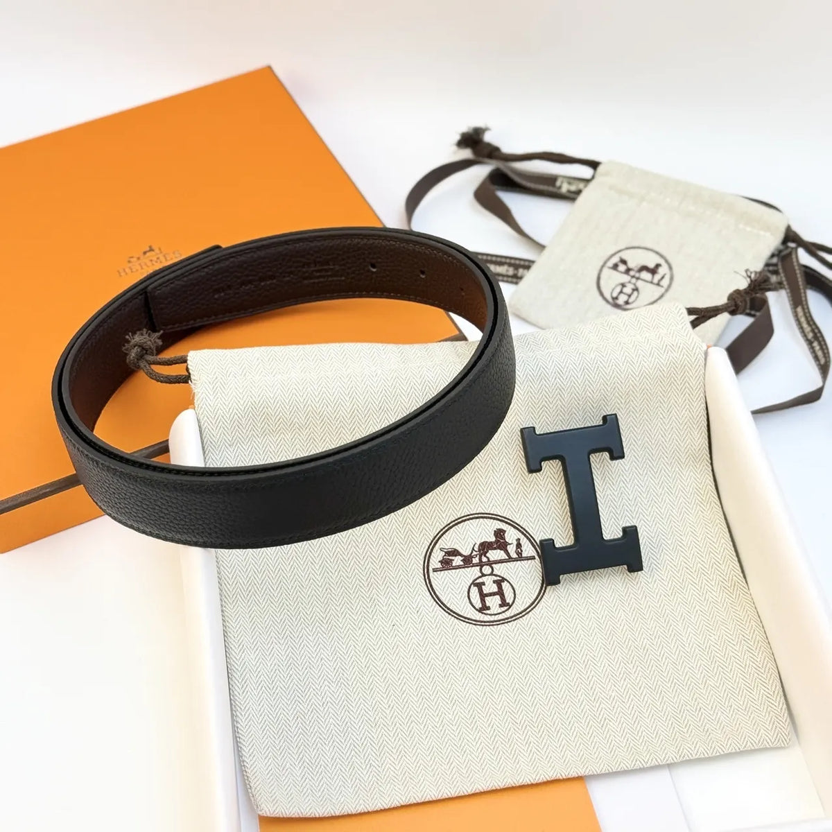 Hermes Matte Black H Belt