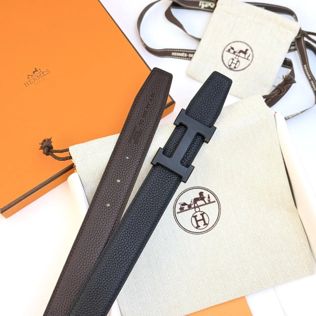 Hermes Matte Black H Belt - Hình 4