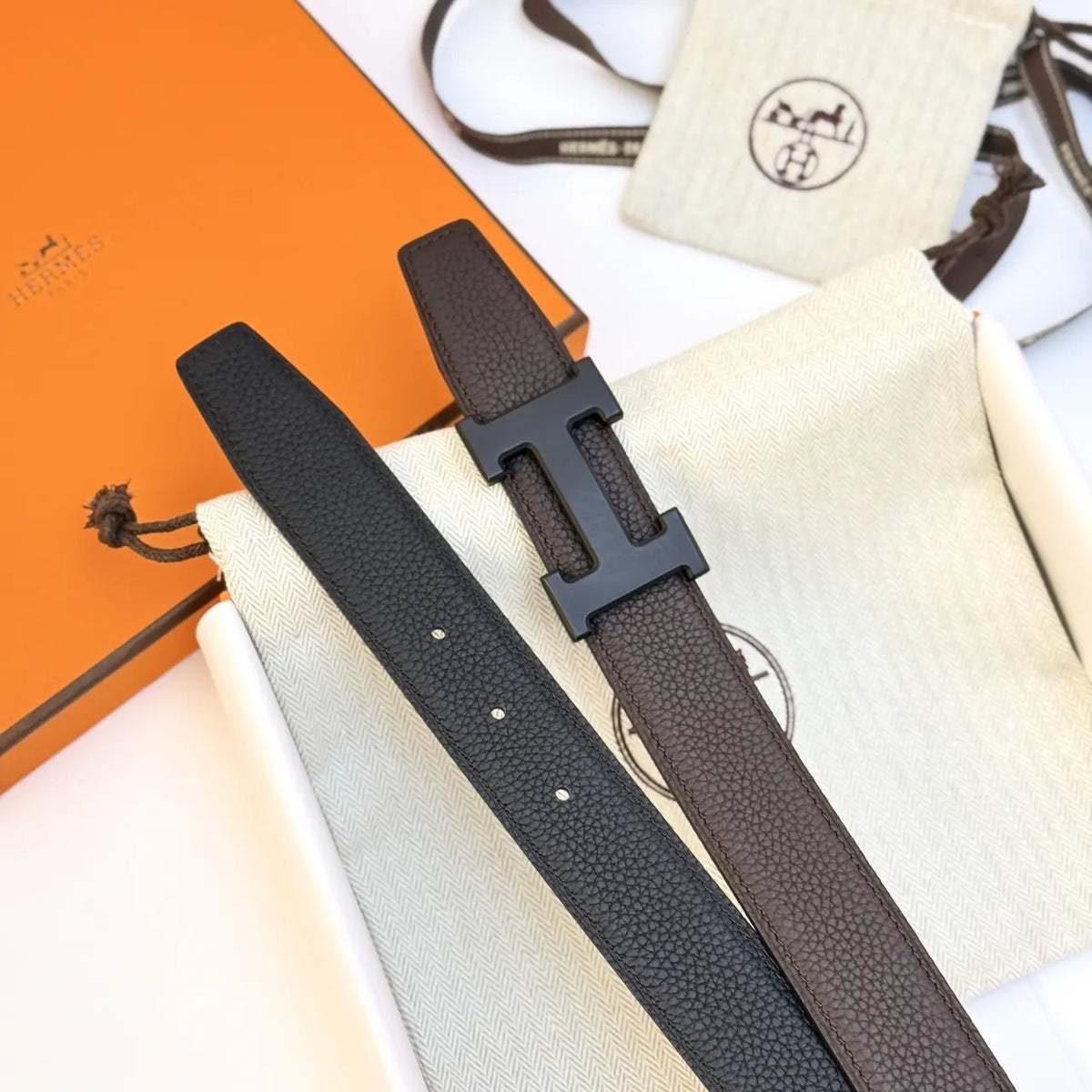 Hermes Matte Black H Belt - Hình 5