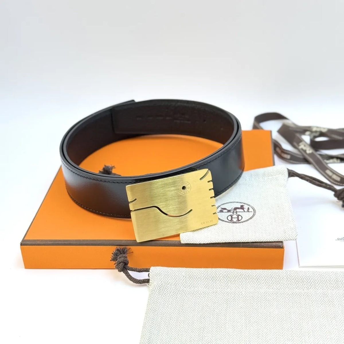 Hermes Gold Fish Buckle Belt