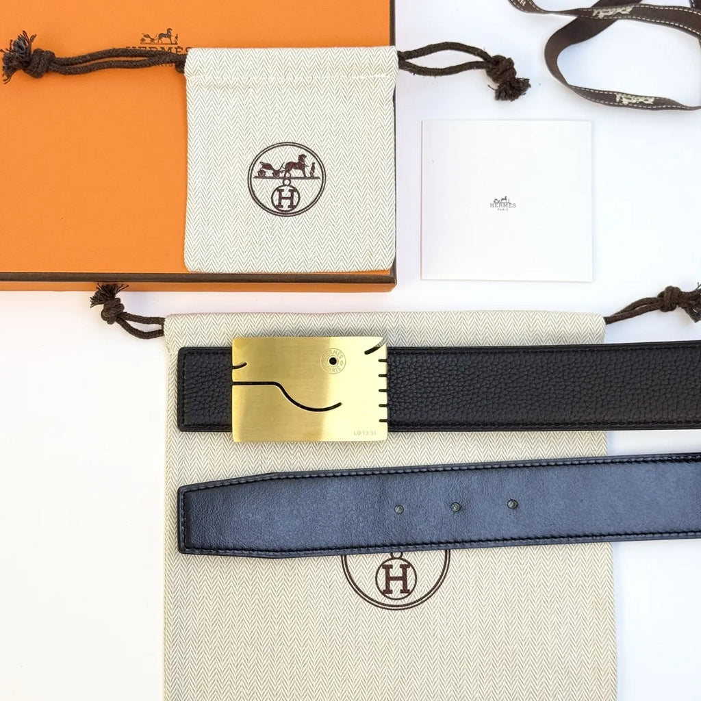 Hermes Gold Fish Buckle Belt - Hình 4