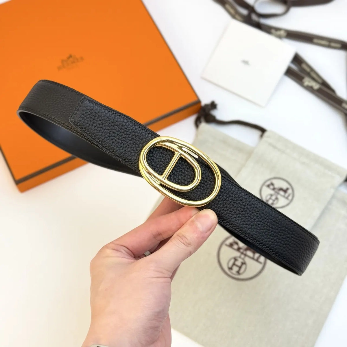 Hermes Black Odyssee Belt - Hình 4