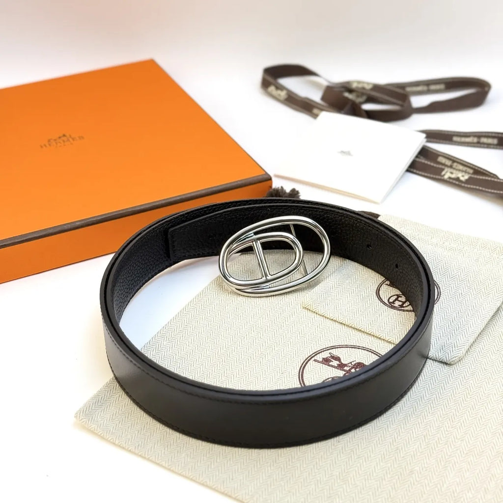 Hermes Black Leather Odyssee Belt