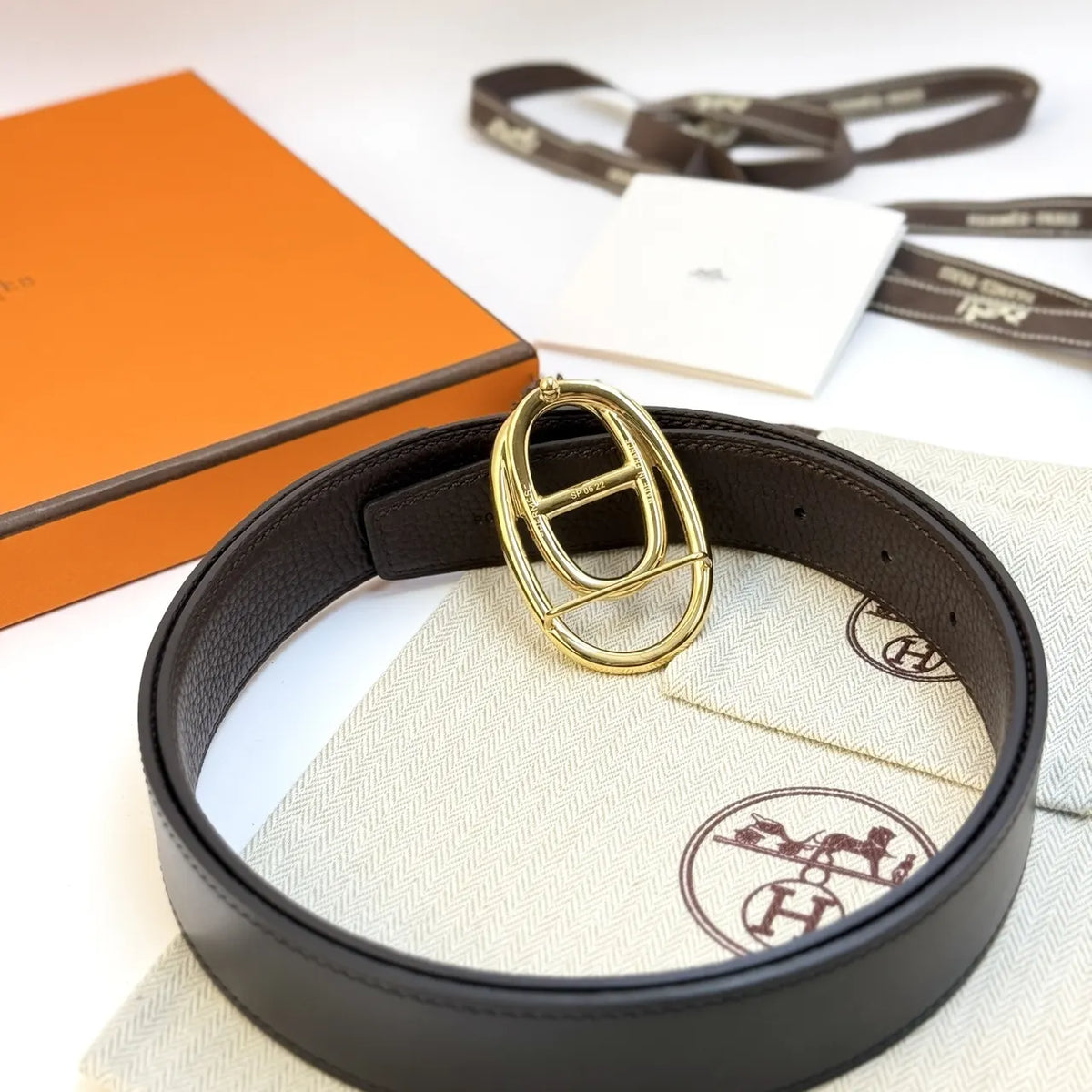 Hermes Black Odyssee Reversible Belt - Hình 2