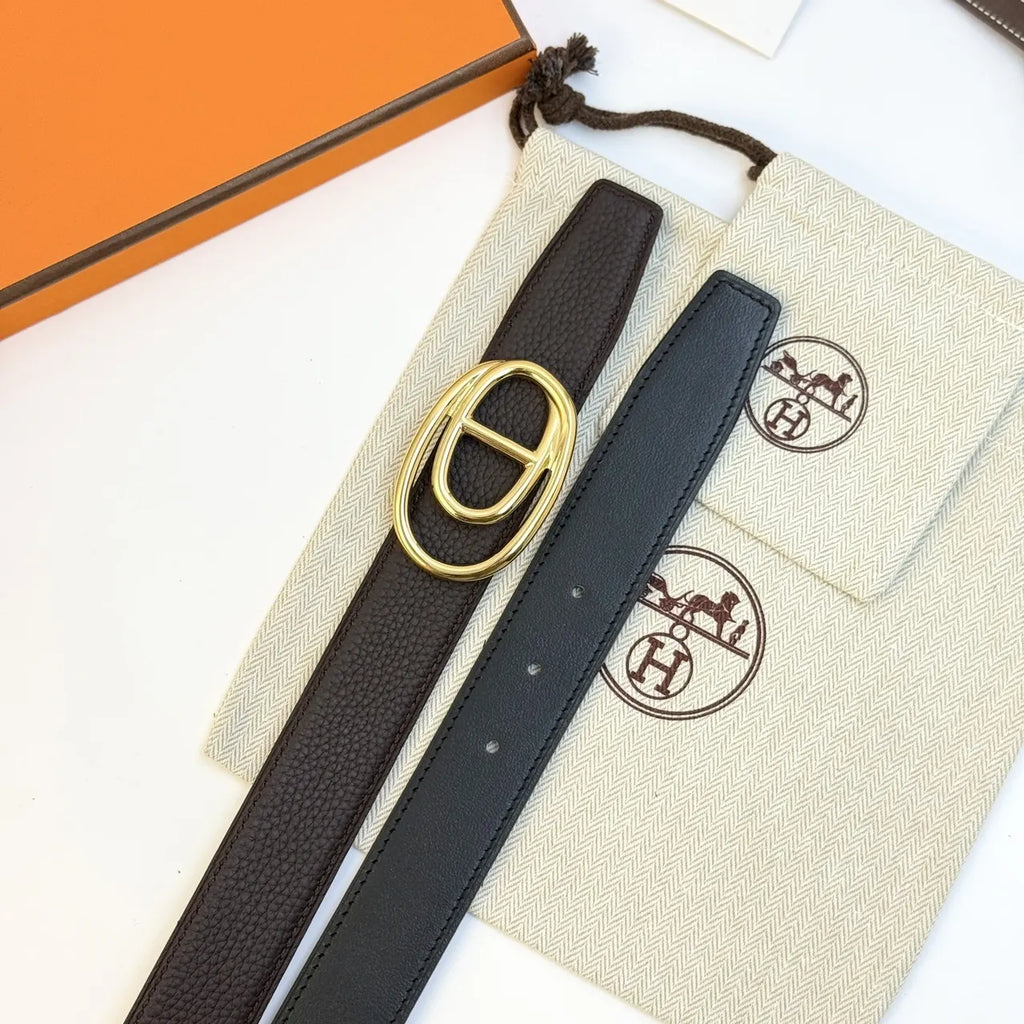 Hermes Black Odyssee Reversible Belt - Hình 5