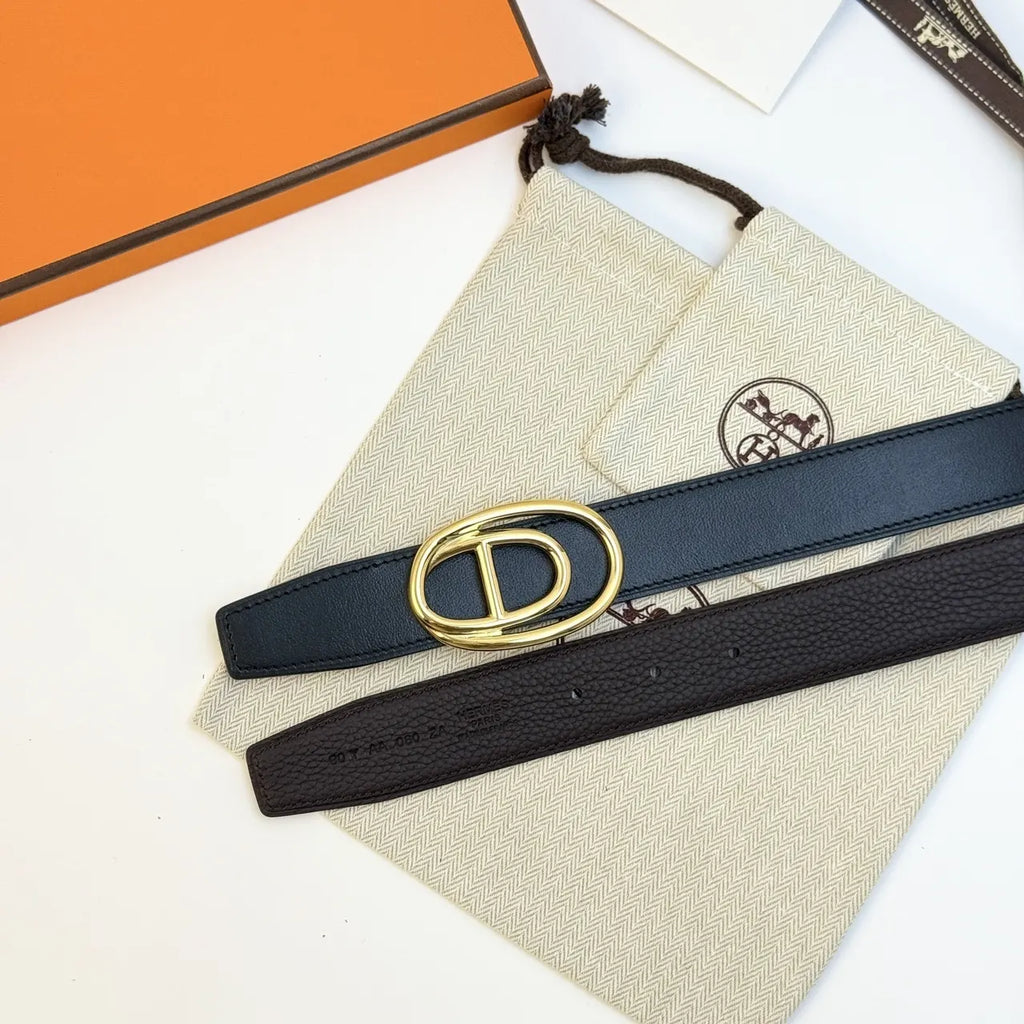 Hermes Black Odyssee Reversible Belt - Hình 6