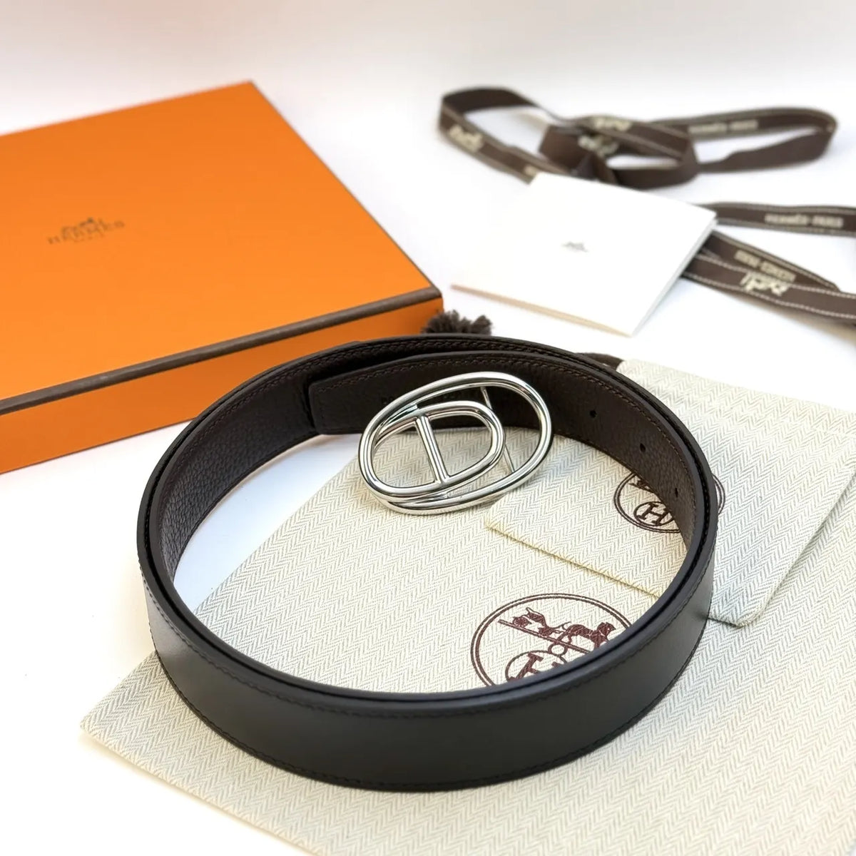 Hermes Black Reversible Leather Belt
