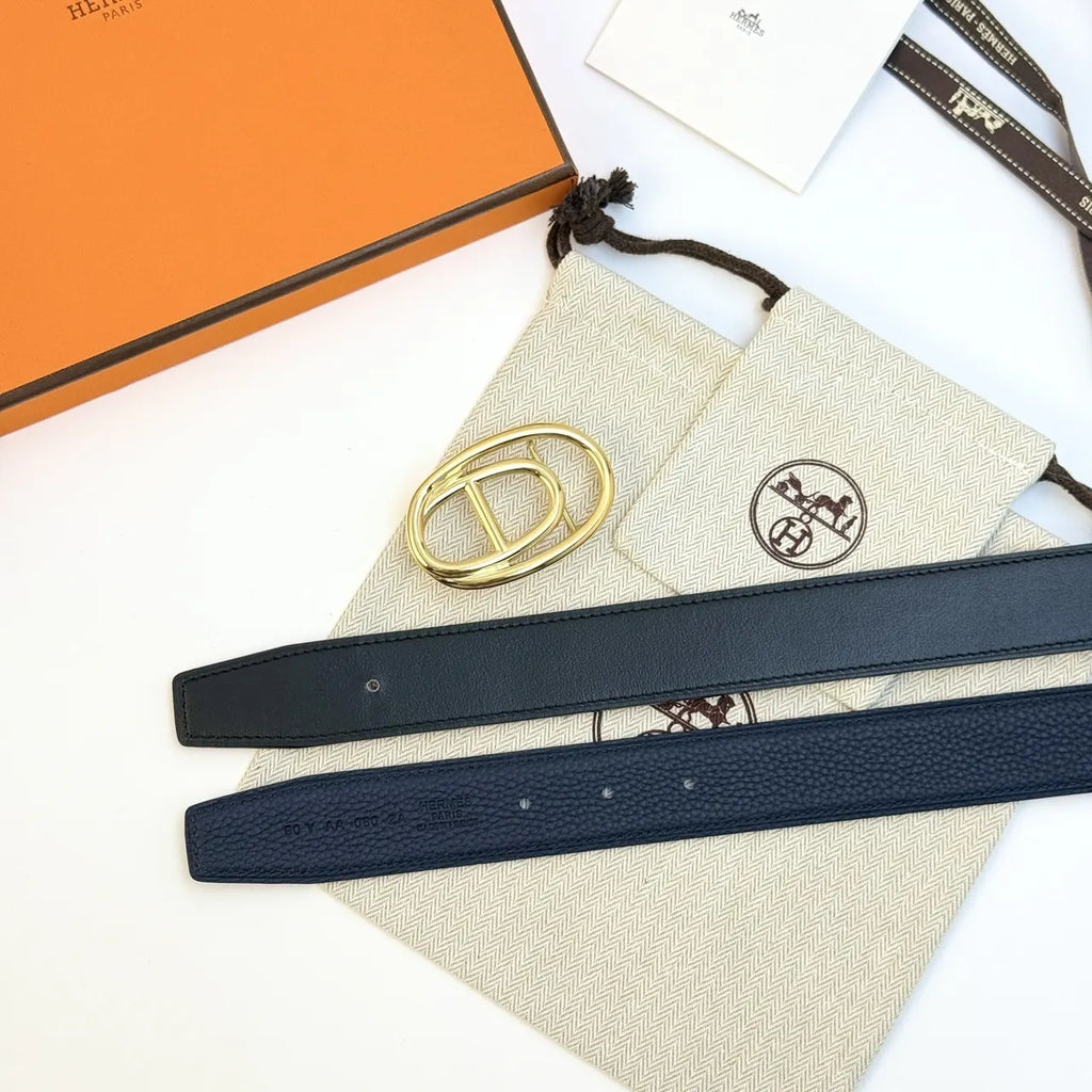 Hermes Black & Navy Belt - Hình 3