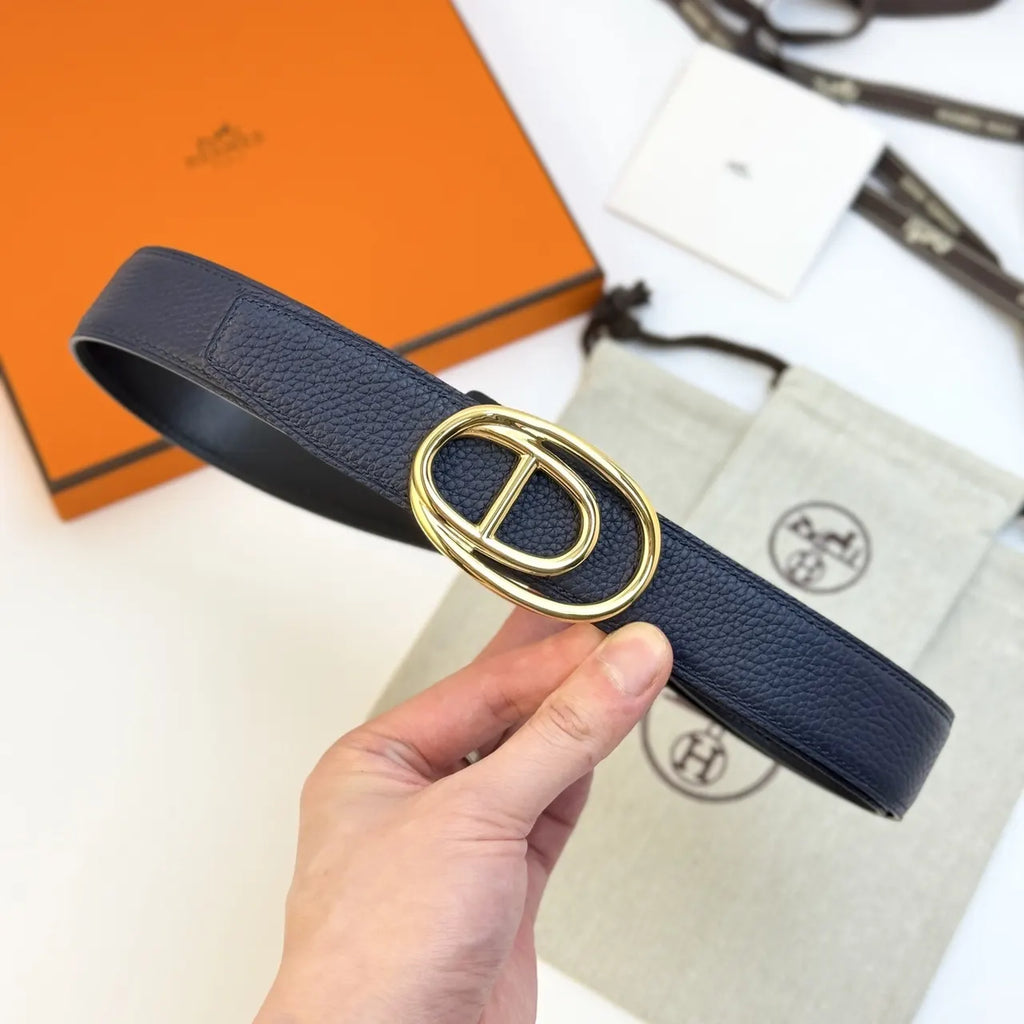 Hermes Black & Navy Belt - Hình 4