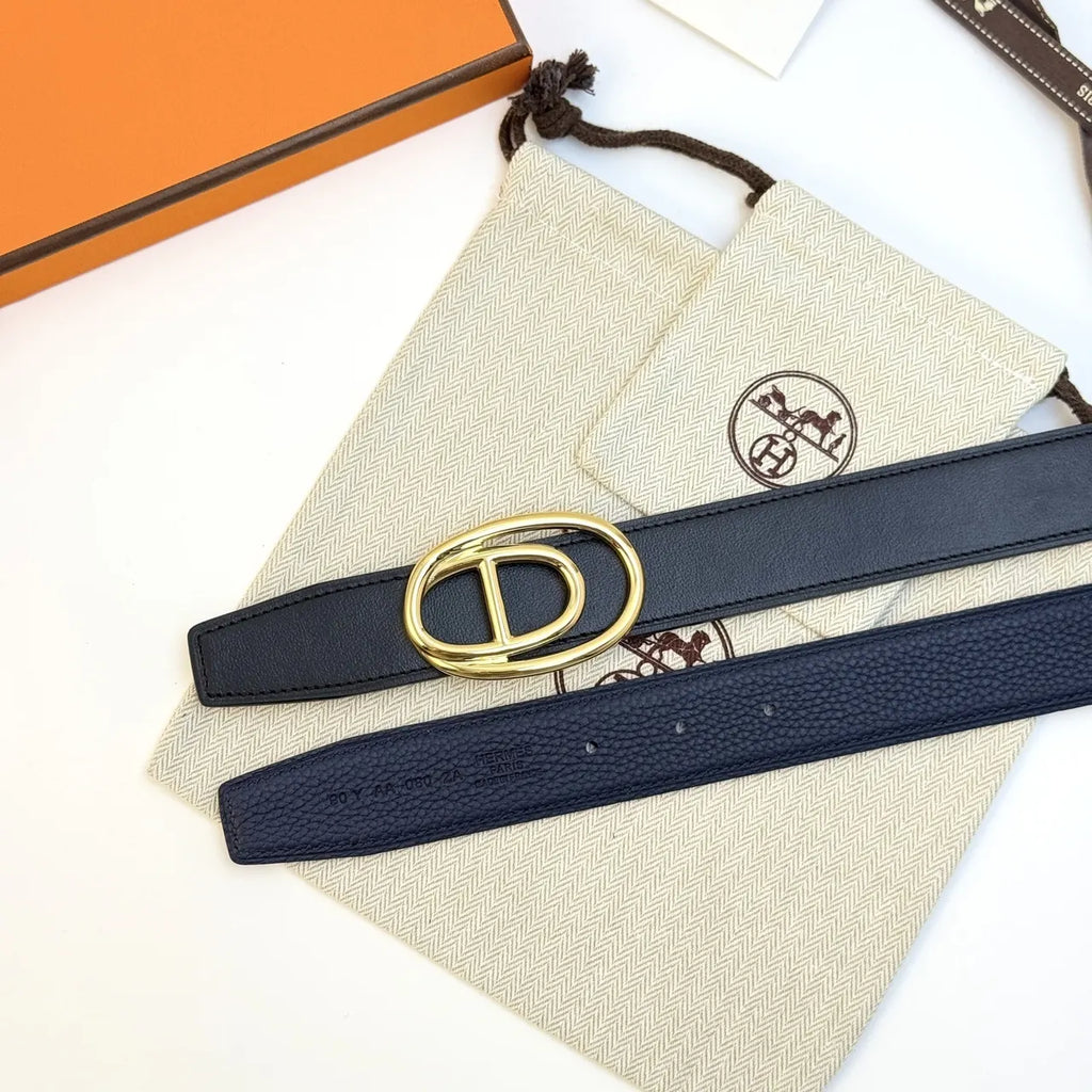 Hermes Black & Navy Belt - Hình 6