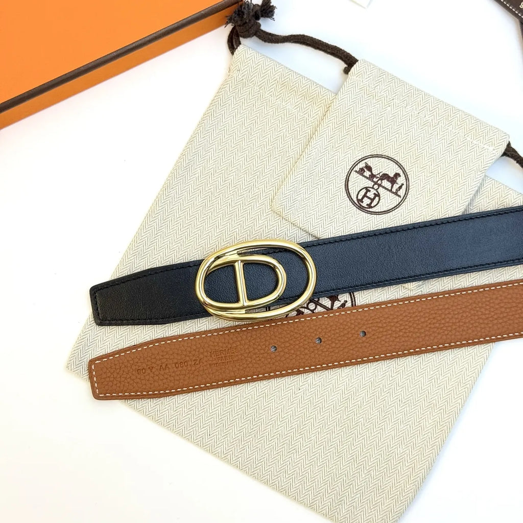 Hermes Black Leather Odyssée Belt - Hình 6
