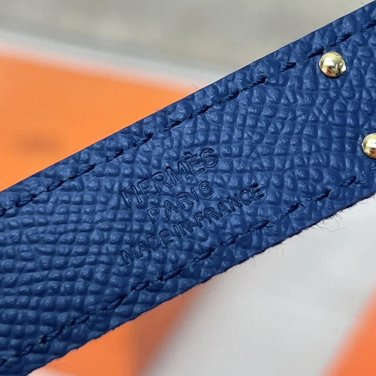 Hermes Blue Denim Kelly Belt - Hình 7