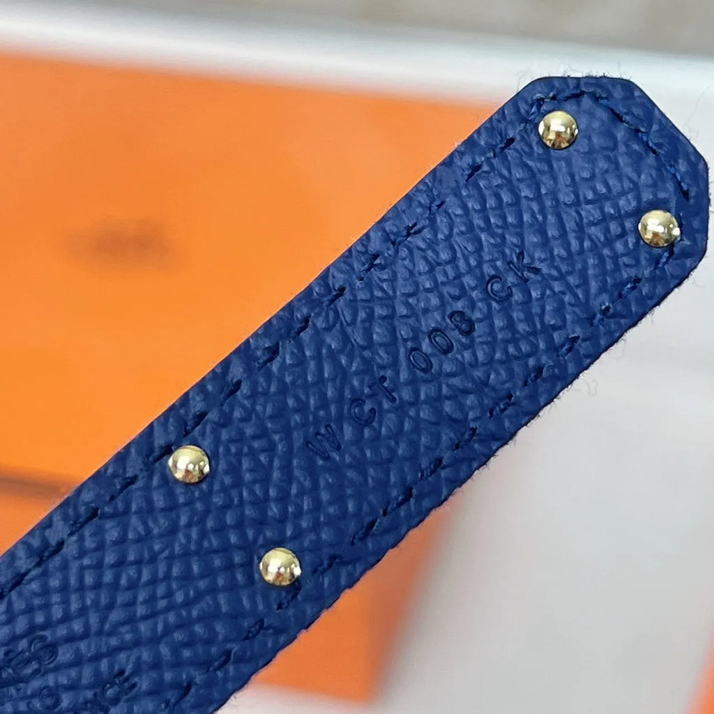 Hermes Blue Denim Kelly Belt - Hình 8