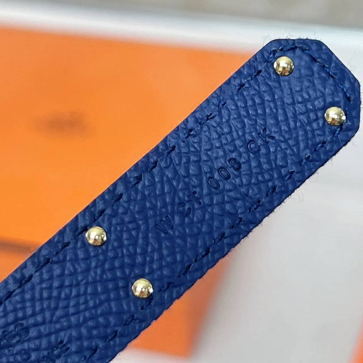 Hermes Blue Denim Kelly Belt - Hình 8