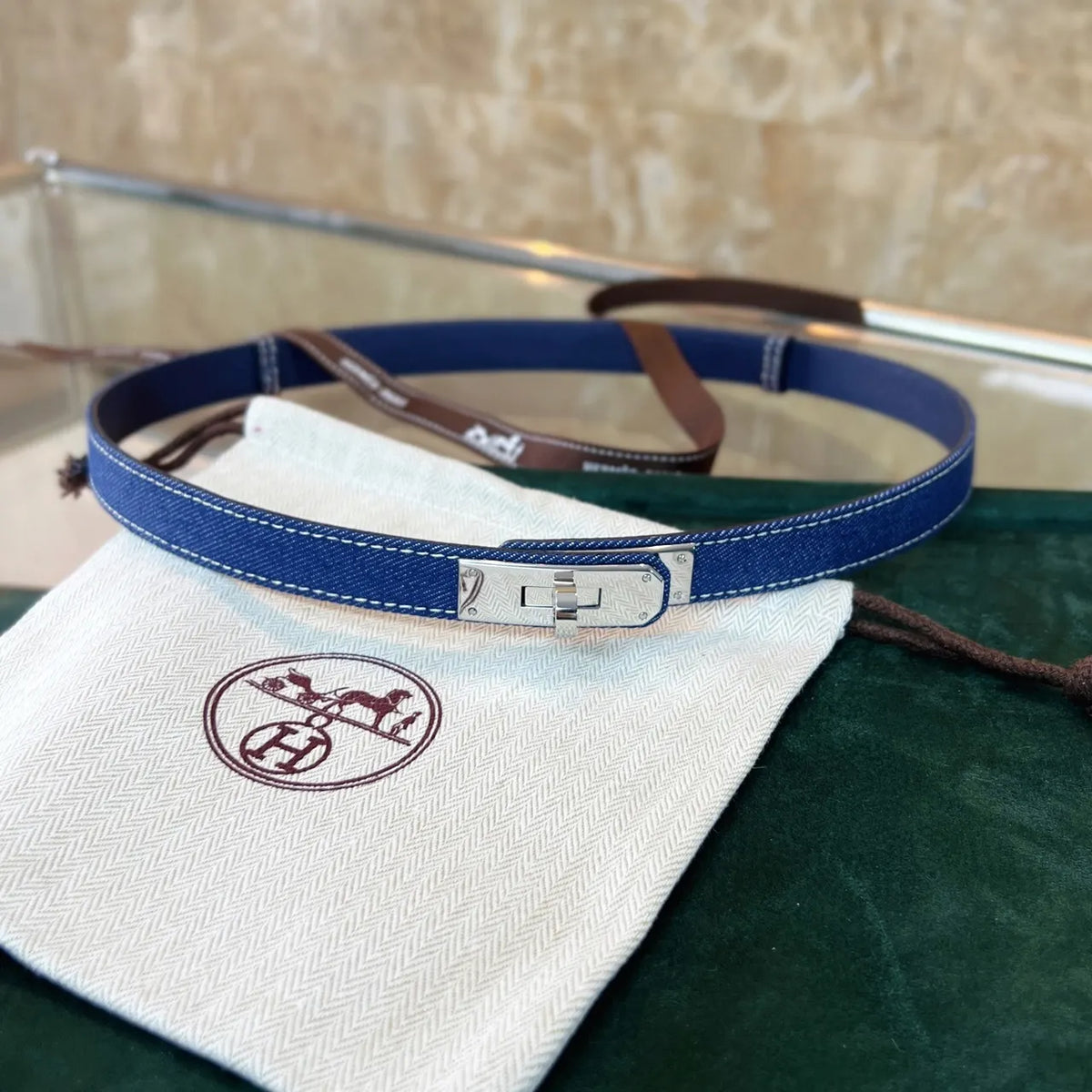 Hermes Blue Denim Belt