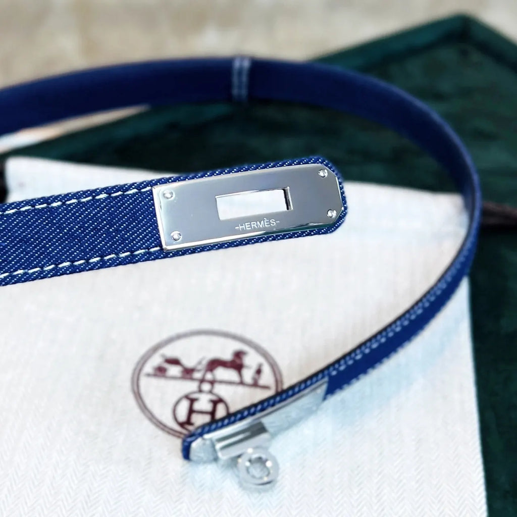 Hermes Blue Denim Belt - Hình 3