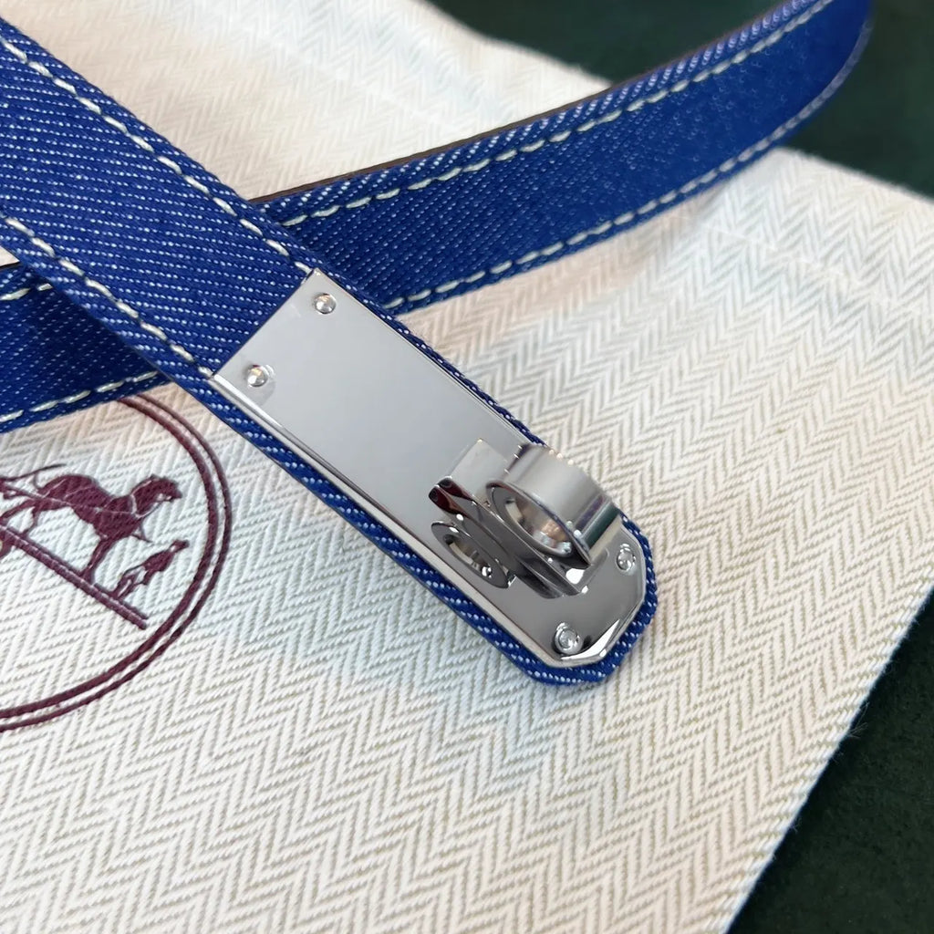 Hermes Blue Denim Belt - Hình 4