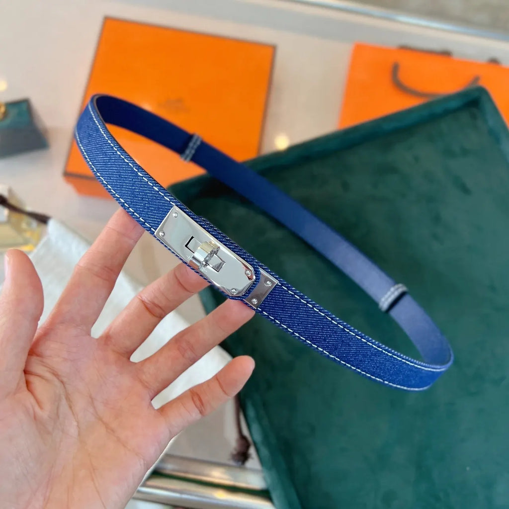 Hermes Blue Denim Belt - Hình 6