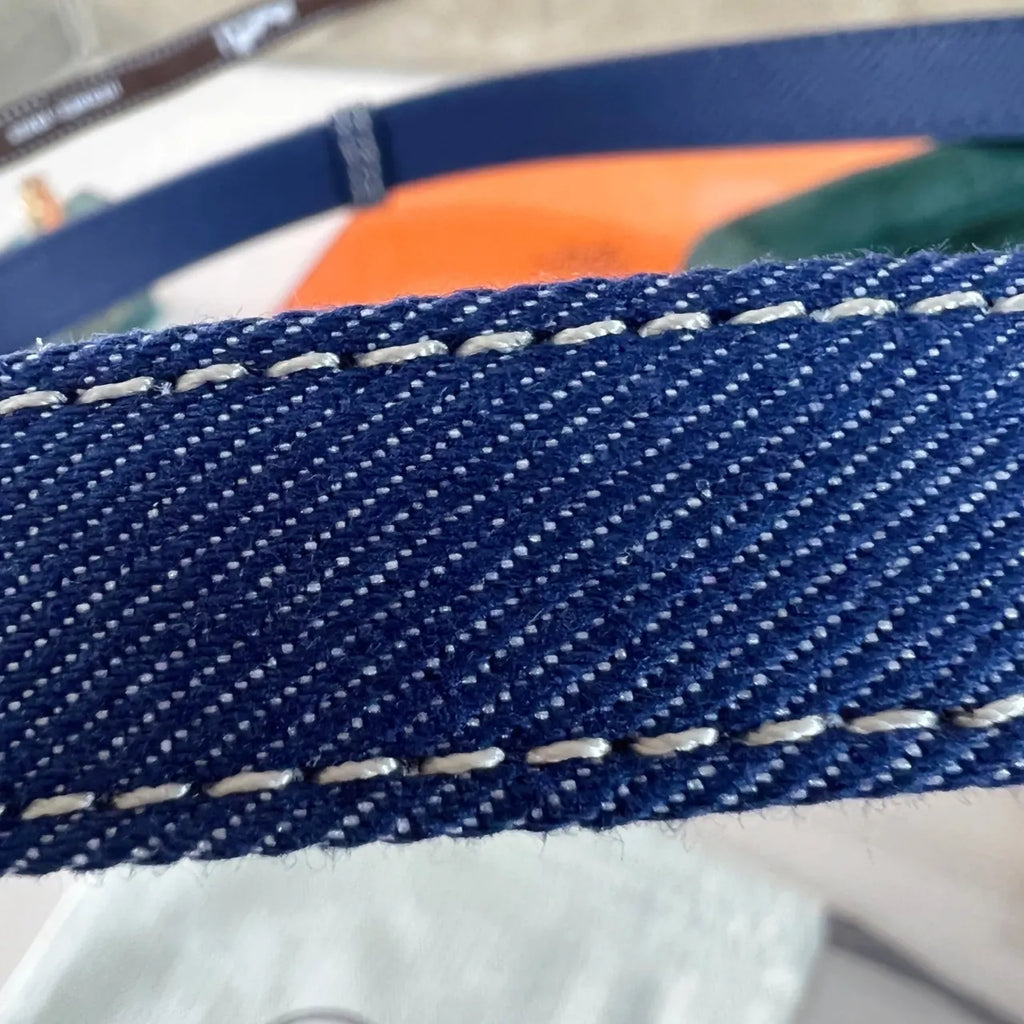 Hermes Blue Denim Belt - Hình 8