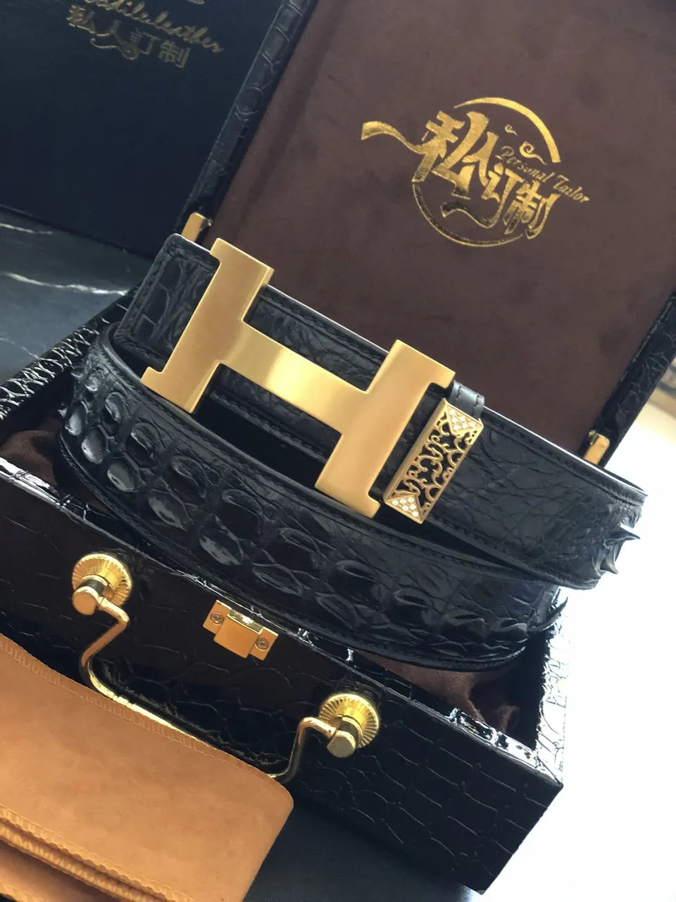 Hermès Black Crocodile Belt - Hình 2