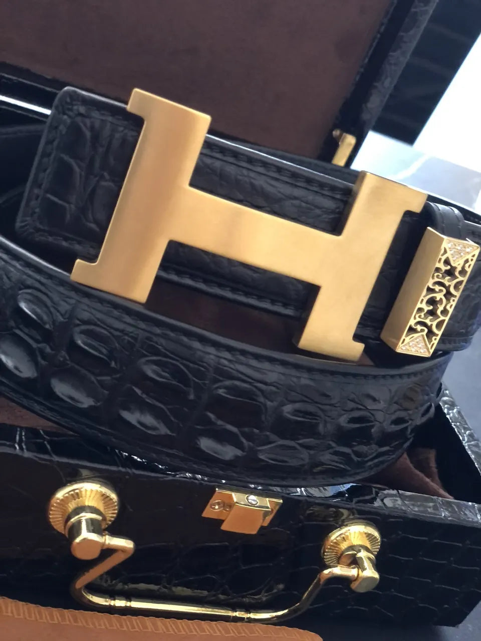 Hermès Black Crocodile Belt - Hình 3