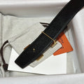 Hermes Gold Buckle Black Leather Belt