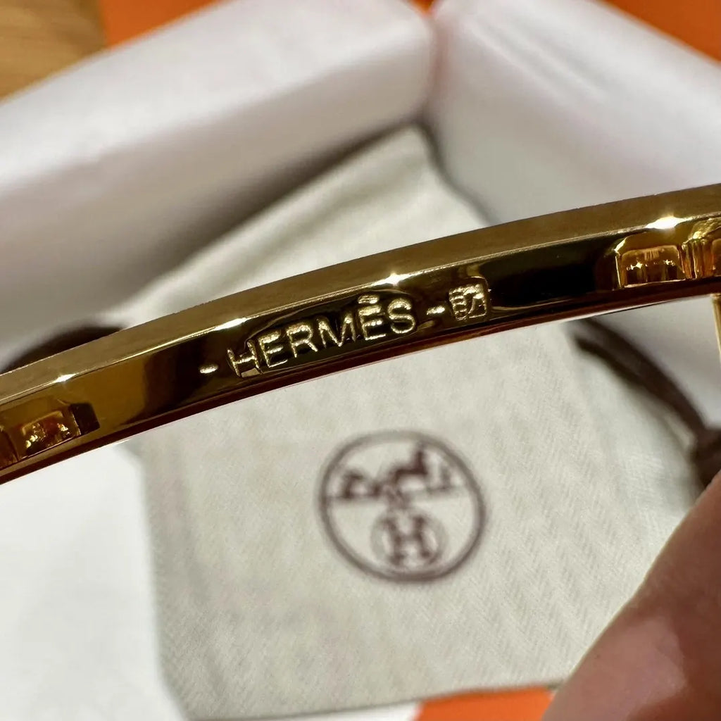 Hermes Black Leather Gold Buckle Belt - Hình 8