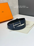 Hermes Navy Leather H D'ancre Belt