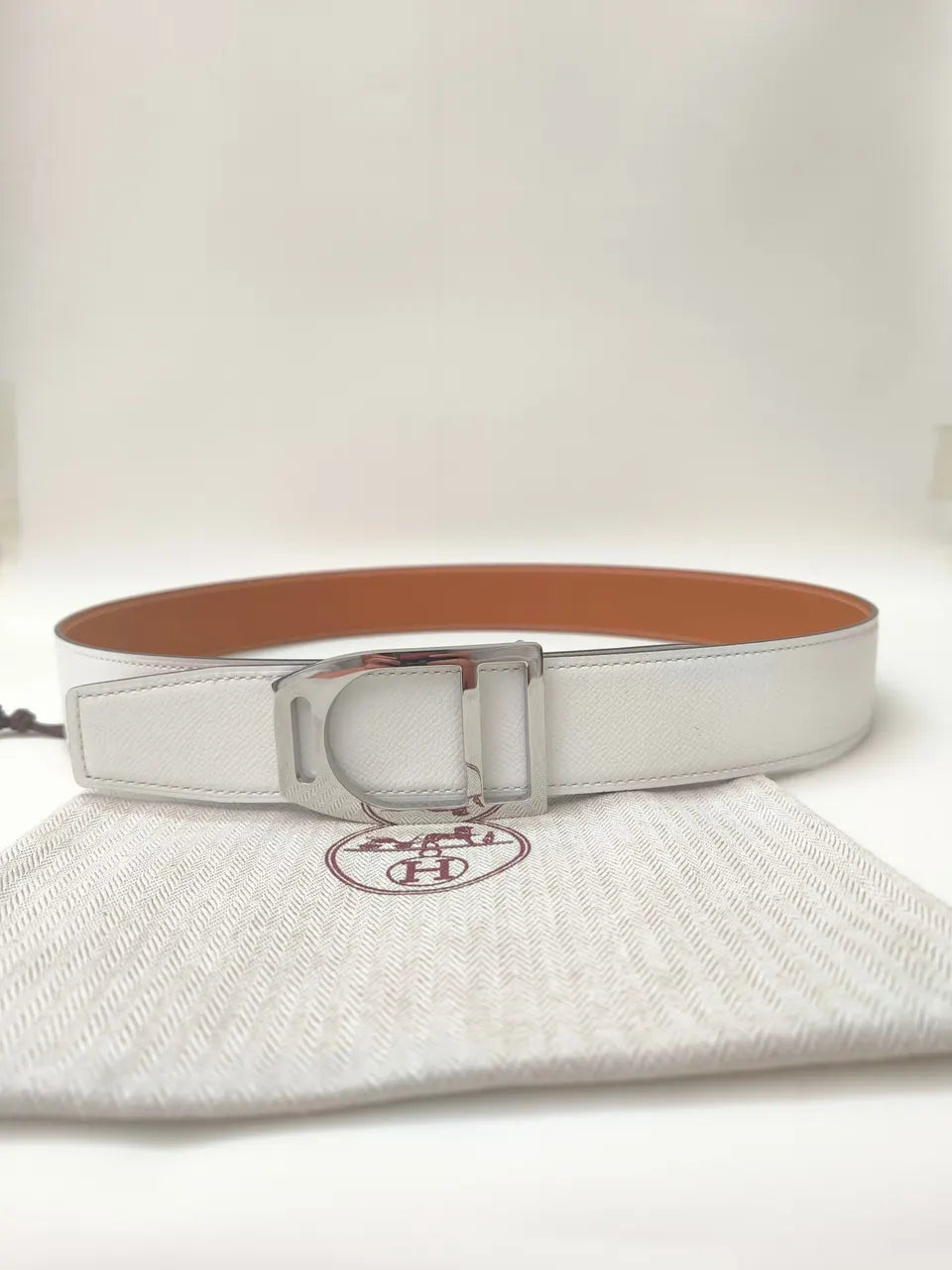 Hermès White Leather Belt