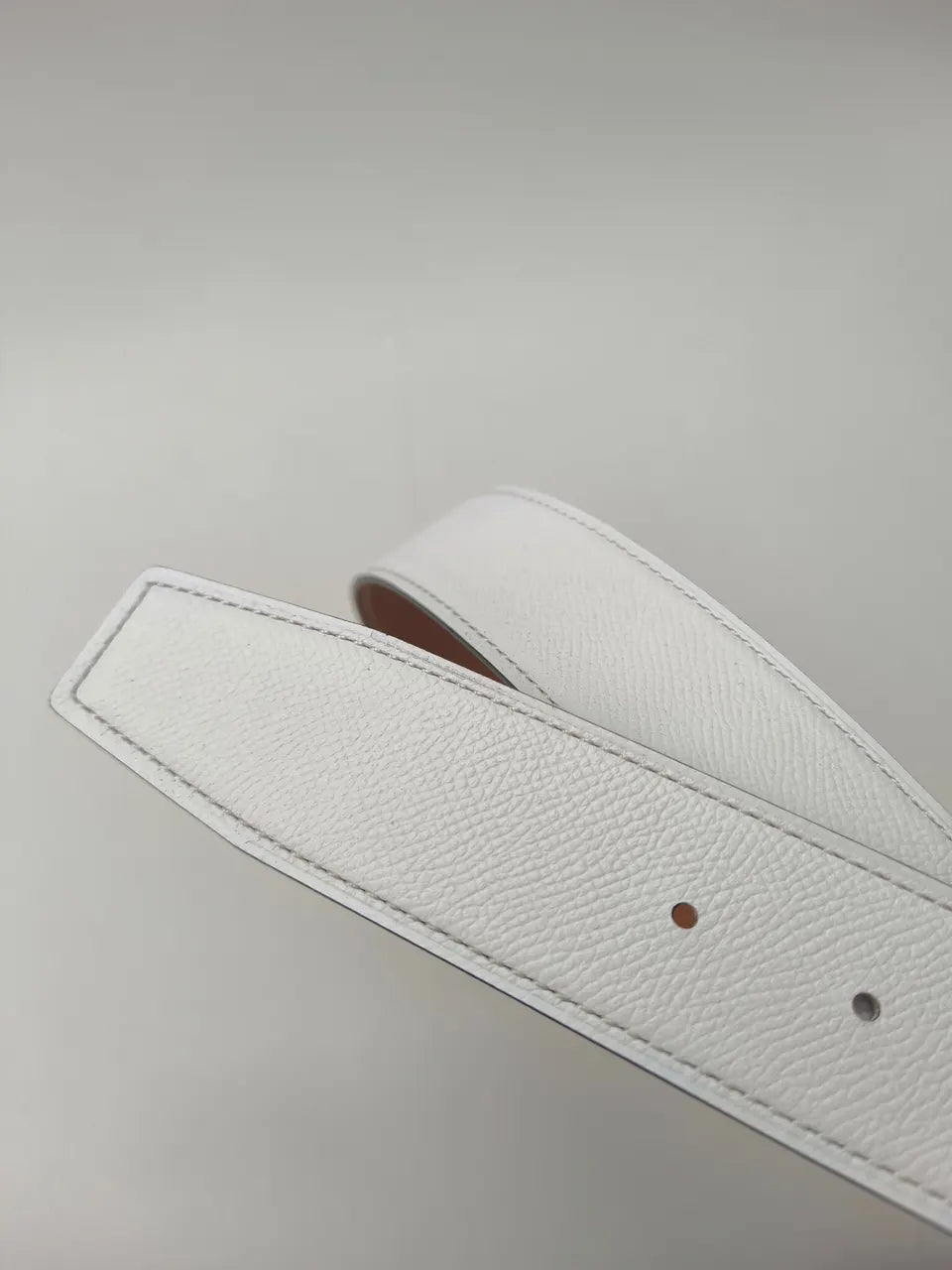 Hermès White Leather Belt - Hình 6