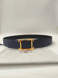 Hermes Navy Leather Belt