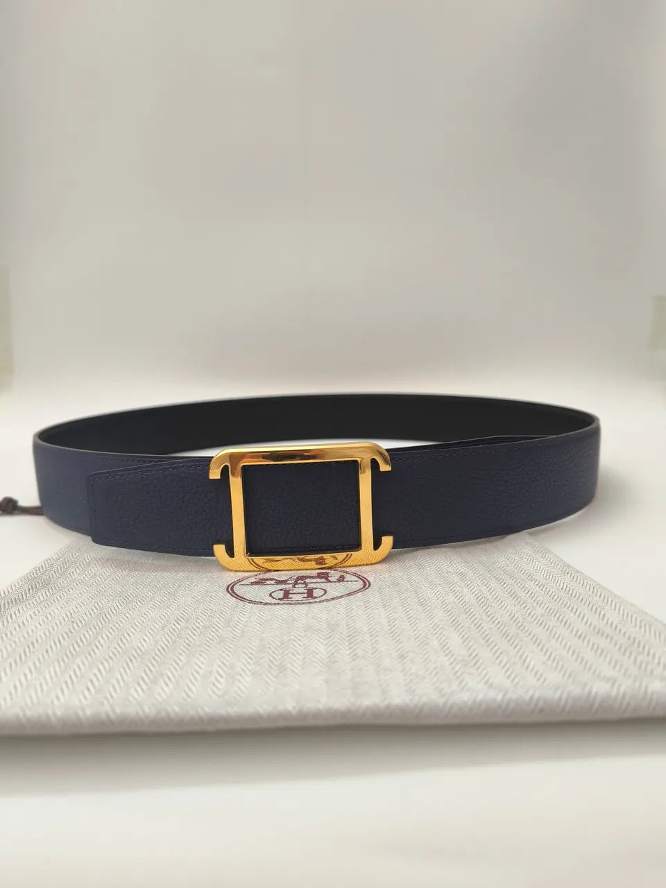 Hermes Navy Leather Belt