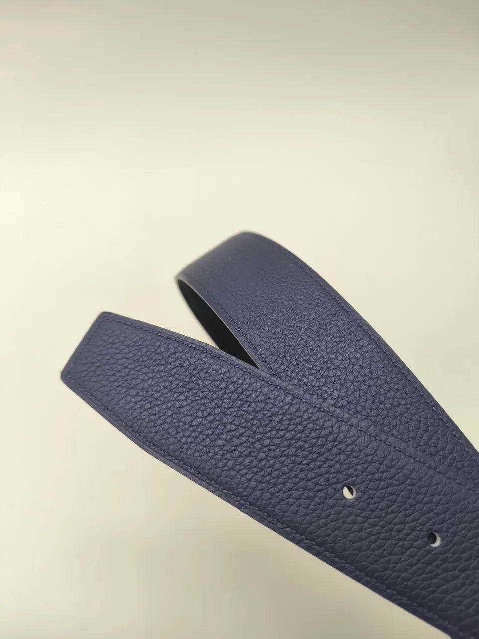 Hermes Navy Leather Belt - Hình 6