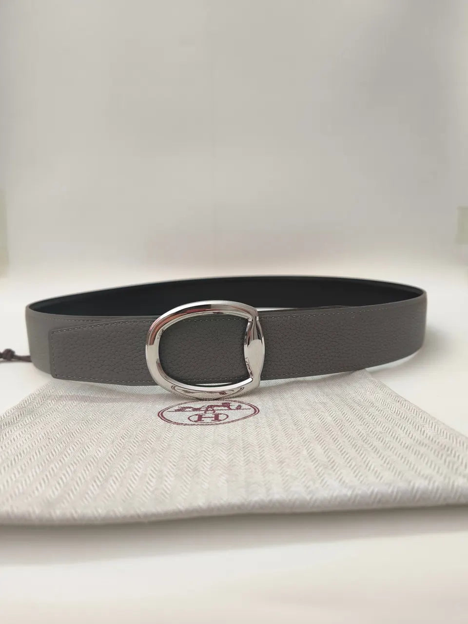Hermes Grey Leather Belt