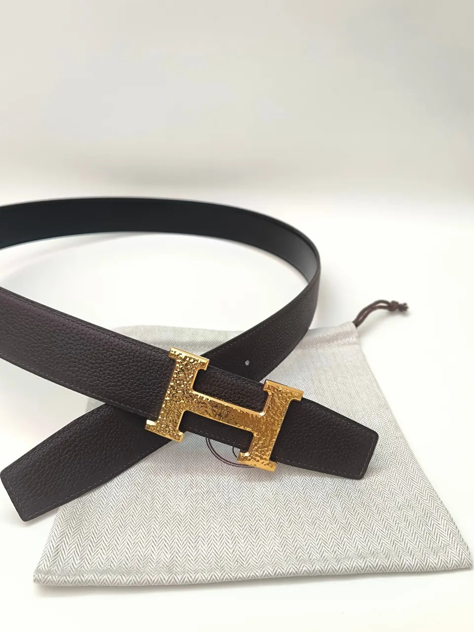 Hermès Brown Leather Belt - Hình 3