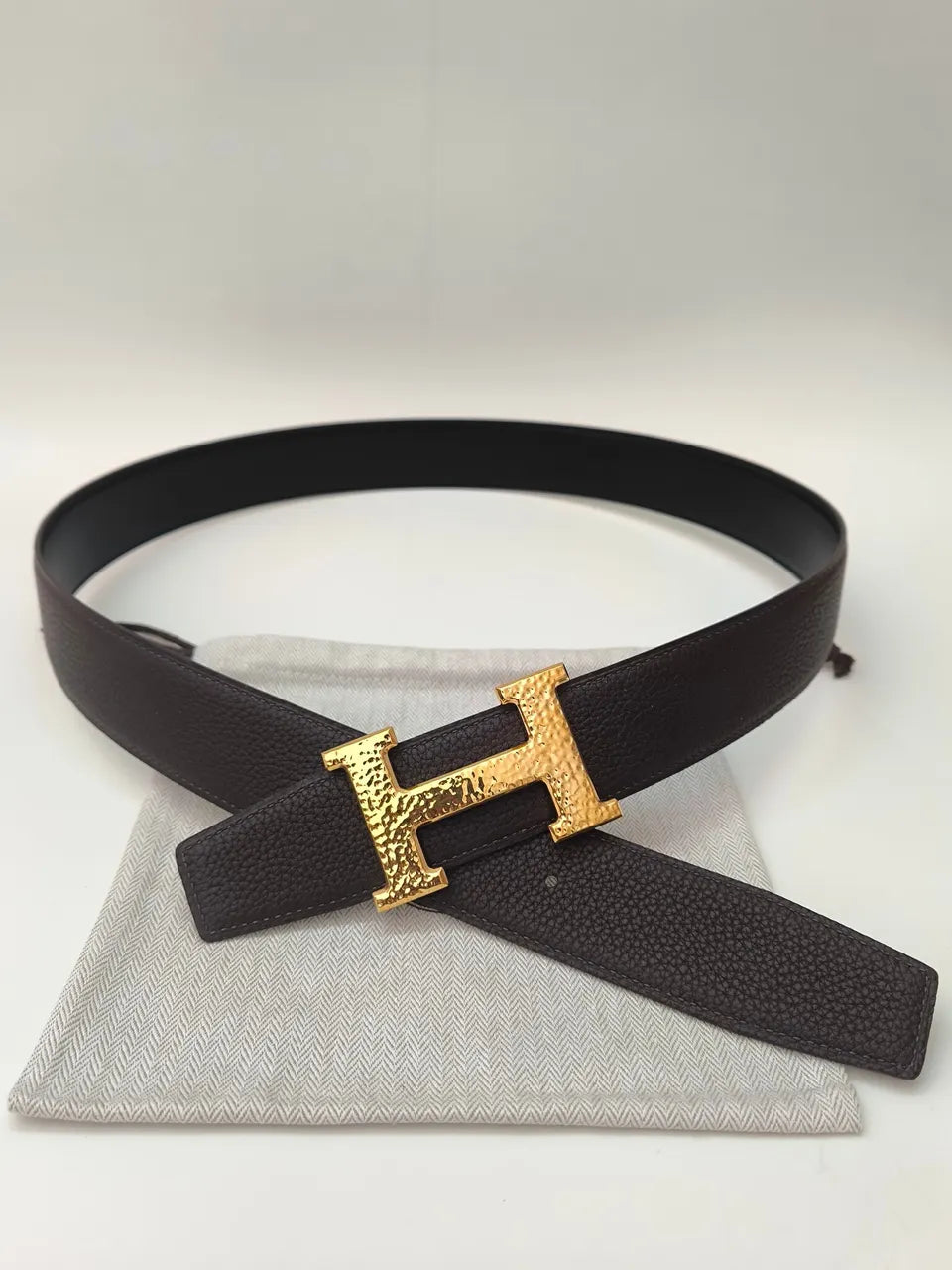 Hermès Brown Leather Belt - Hình 5