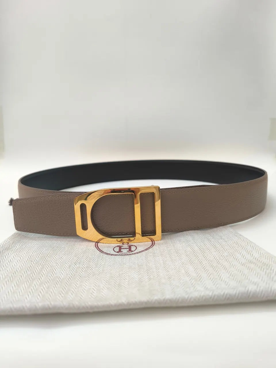 Hermes Taupe Leather Belt