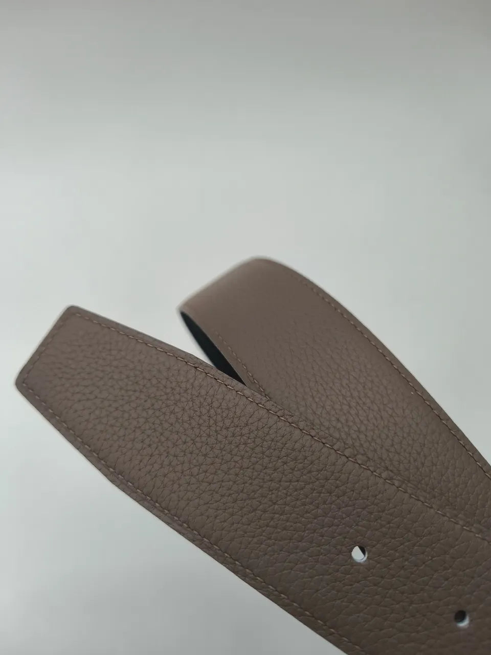 Hermes Taupe Leather Belt - Hình 6