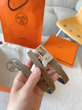 Hermes Taupe Leather Padlock Belt
